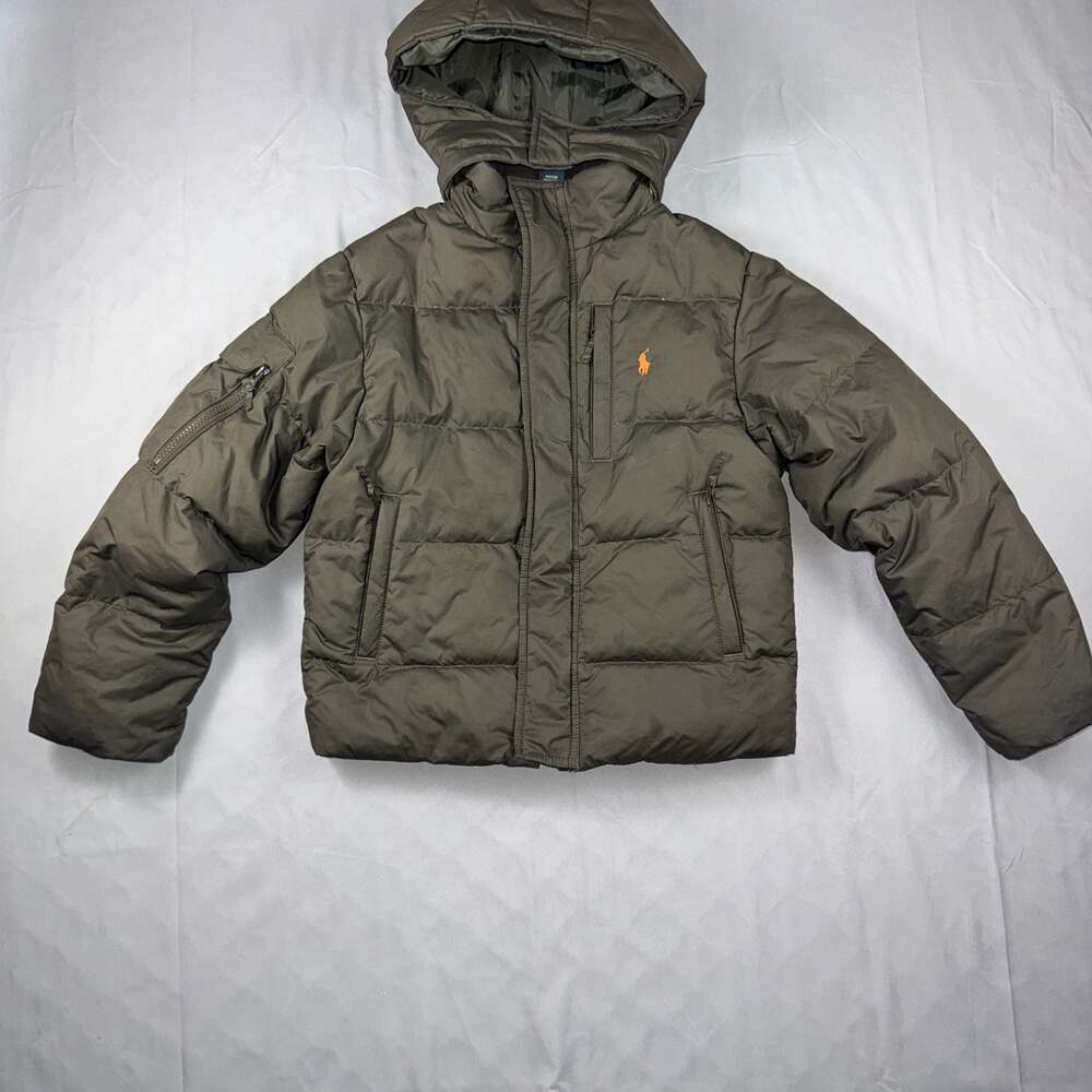 Polo by Ralph Lauren Boys Down Puffer Jacket Olive Green Size S 8/10